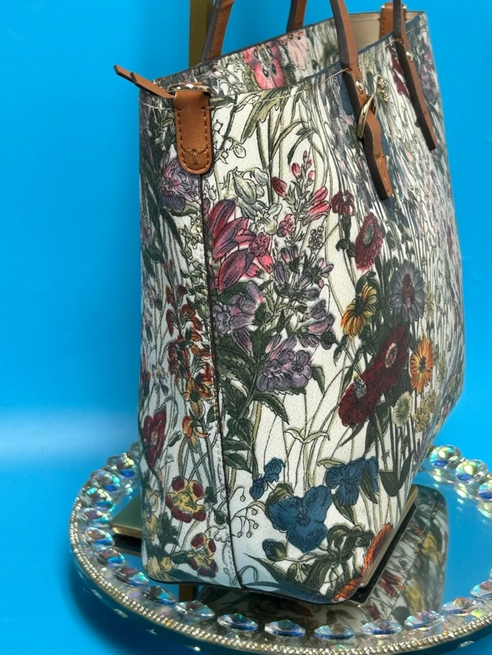 Tory Burch Kerrington Small Zip Floral Coated Canvas Tote Approx. 15 x 10 x 4 - Picture 4 of 17
